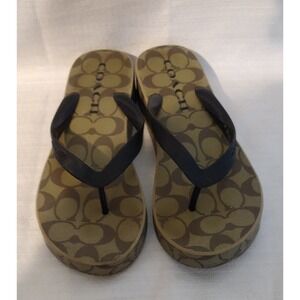 Coach Brown Lynn Signature Flip Flops–Women's Size 10B Platform Slip-On Sandals